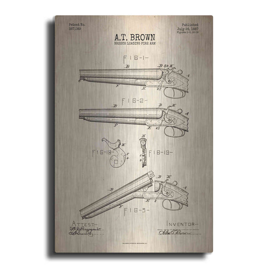 Luxe Metal Art 'Shotgun Blueprint Patent Parchment' Metal Wall Art