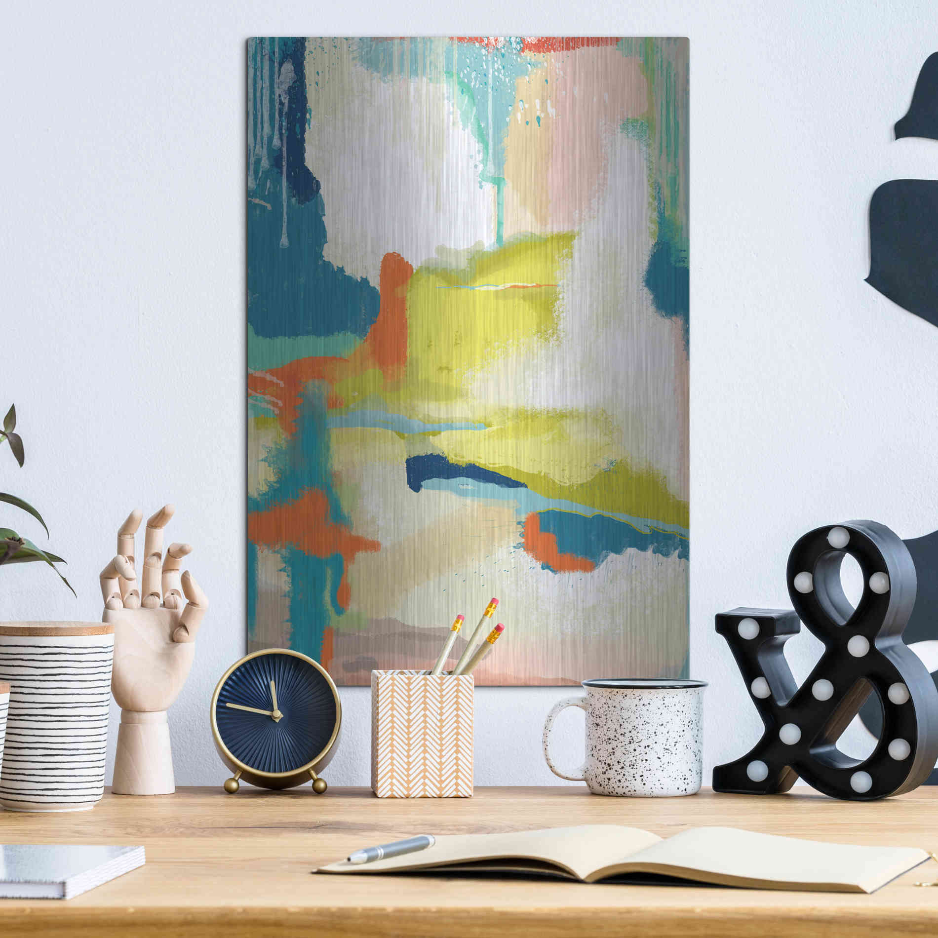 Luxe Metal Art 'Deconstructed Landscape 2' by Jan Weiss, Metal Wall Art,12x16