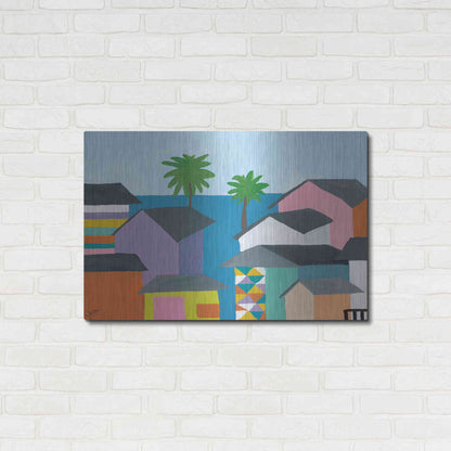 Luxe Metal Art 'Beachfront Property 2' by Jan Weiss, Metal Wall Art,36x24