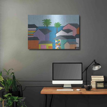 Luxe Metal Art 'Beachfront Property 2' by Jan Weiss, Metal Wall Art,36x24