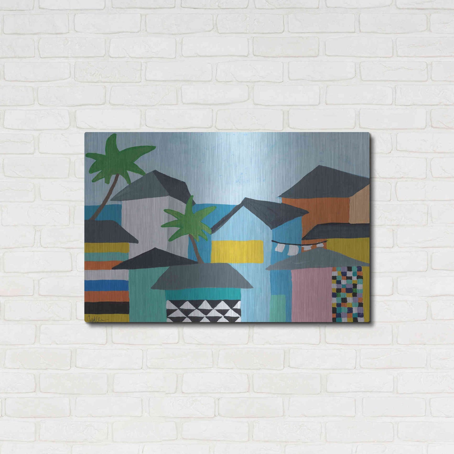 Luxe Metal Art 'Beachfront Property 3' by Jan Weiss, Metal Wall Art,36x24