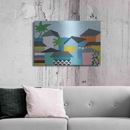 Luxe Metal Art 'Beachfront Property 3' by Jan Weiss, Metal Wall Art,36x24