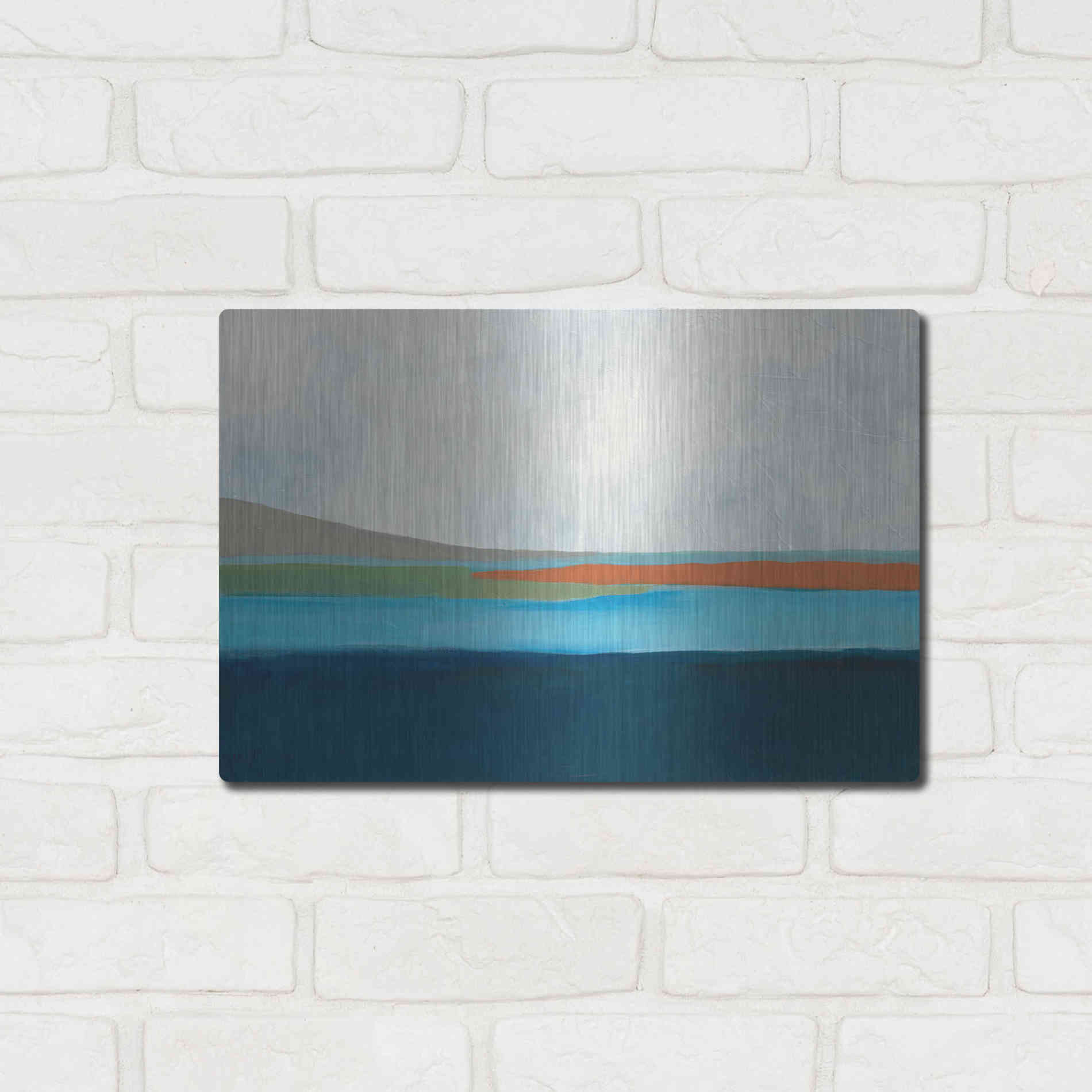 Luxe Metal Art 'Layered Earth 4' by Jan Weiss, Metal Wall Art,16x12