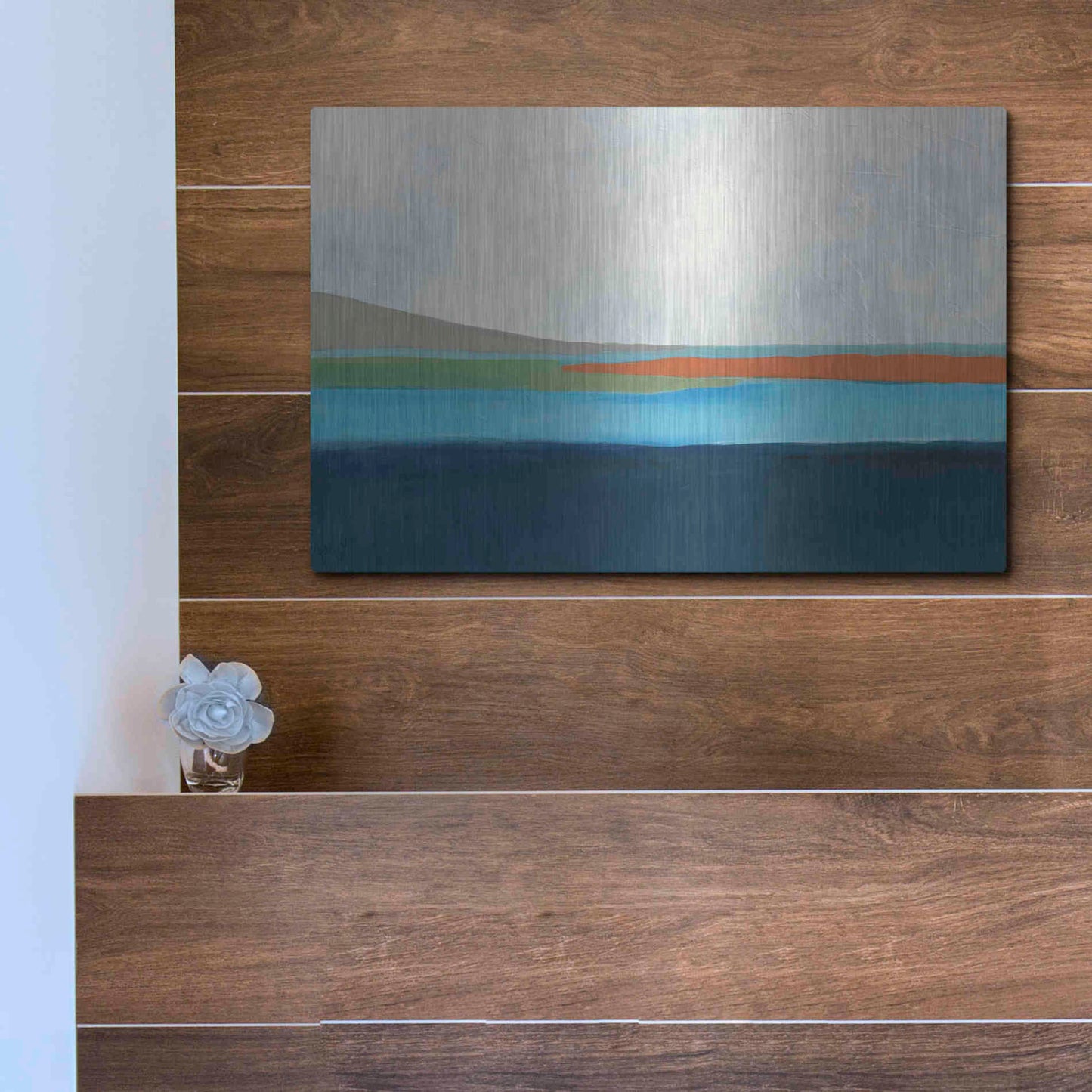 Luxe Metal Art 'Layered Earth 4' by Jan Weiss, Metal Wall Art,16x12