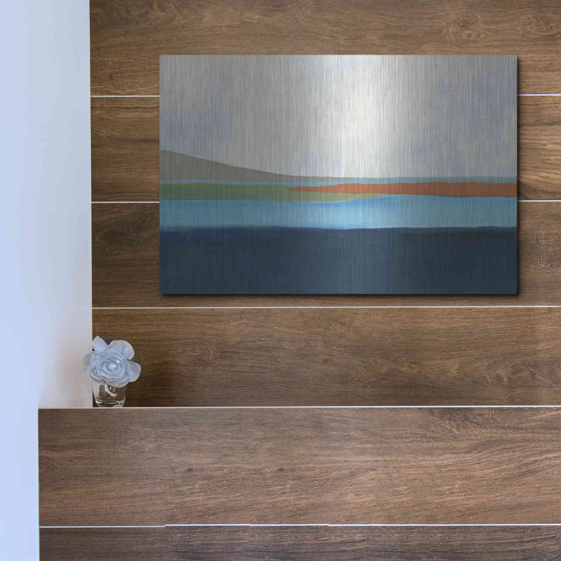 Luxe Metal Art 'Layered Earth 4' by Jan Weiss, Metal Wall Art,16x12