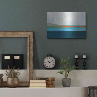 Luxe Metal Art 'Layered Earth 4' by Jan Weiss, Metal Wall Art,16x12