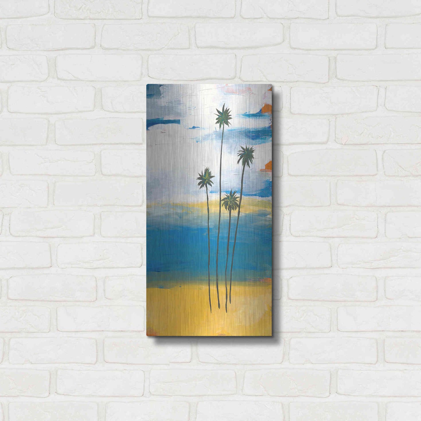 Luxe Metal Art 'Four Palms' by Jan Weiss, Metal Wall Art,12x24