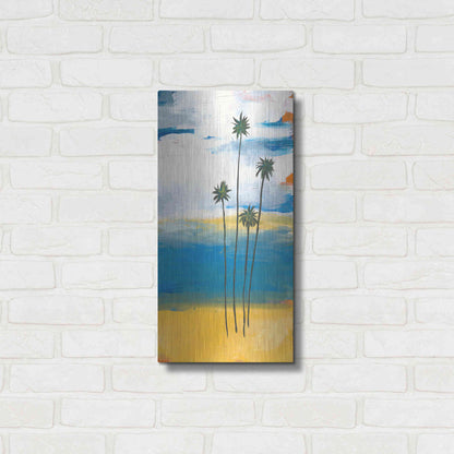 Luxe Metal Art 'Four Palms' by Jan Weiss, Metal Wall Art,12x24