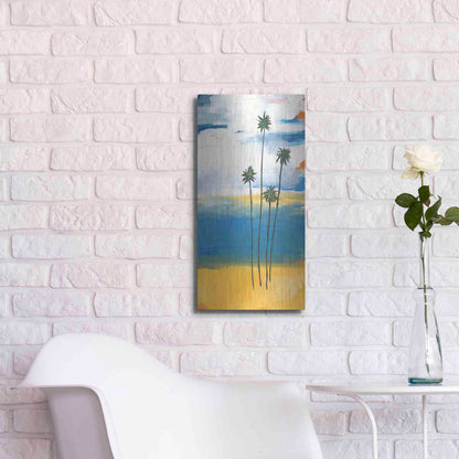 Luxe Metal Art 'Four Palms' by Jan Weiss, Metal Wall Art,12x24