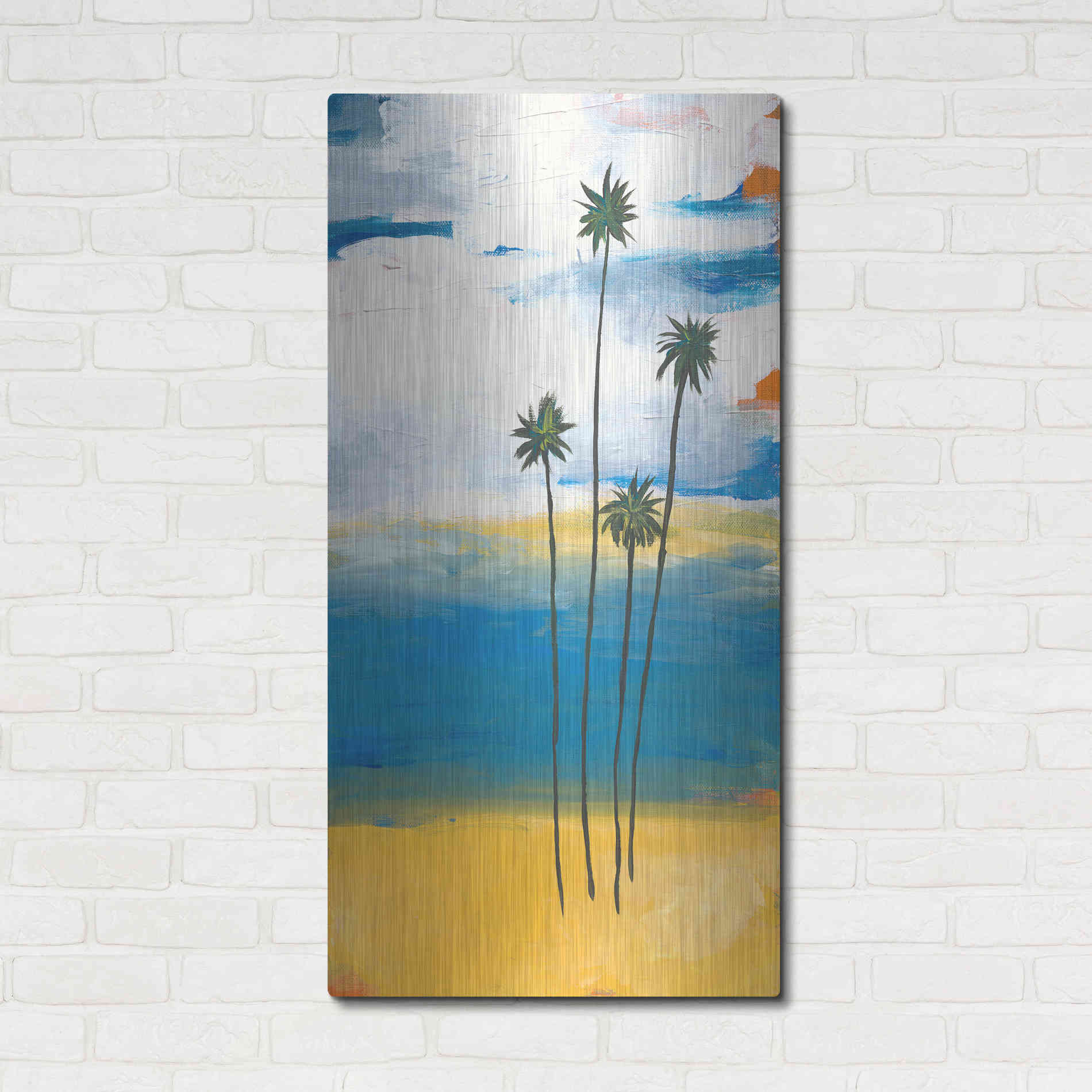 Luxe Metal Art 'Four Palms' by Jan Weiss, Metal Wall Art,24x48
