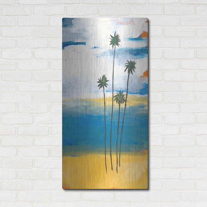 Luxe Metal Art 'Four Palms' by Jan Weiss, Metal Wall Art,24x48
