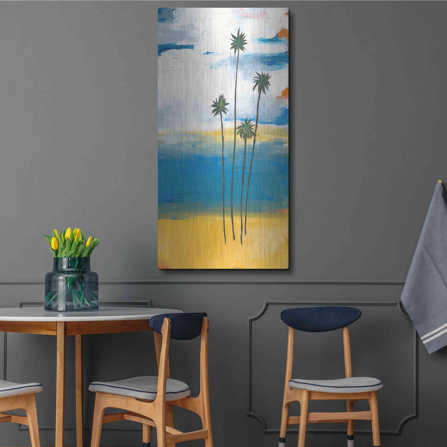 Luxe Metal Art 'Four Palms' by Jan Weiss, Metal Wall Art,24x48
