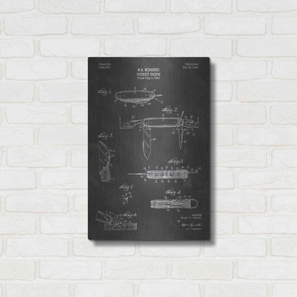 Luxe Metal Art 'Pocket Knife Blueprint Patent Chalkboard' Metal Wall Art,16x24