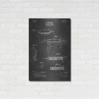 Luxe Metal Art 'Pocket Knife Blueprint Patent Chalkboard' Metal Wall Art,24x36