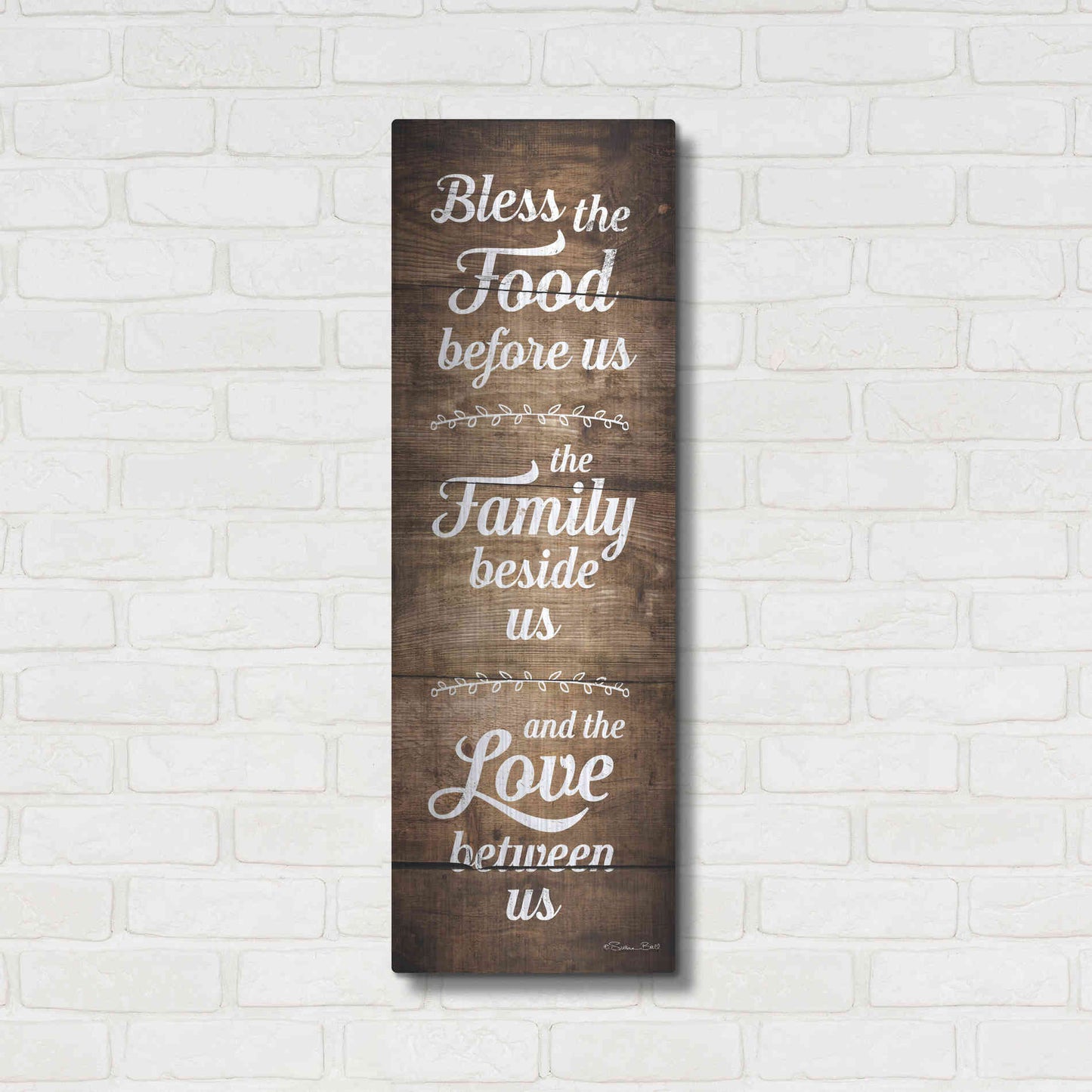 Luxe Metal Art 'Bless the Food Before Us' by Susan Ball, Metal Wall Art,12x36