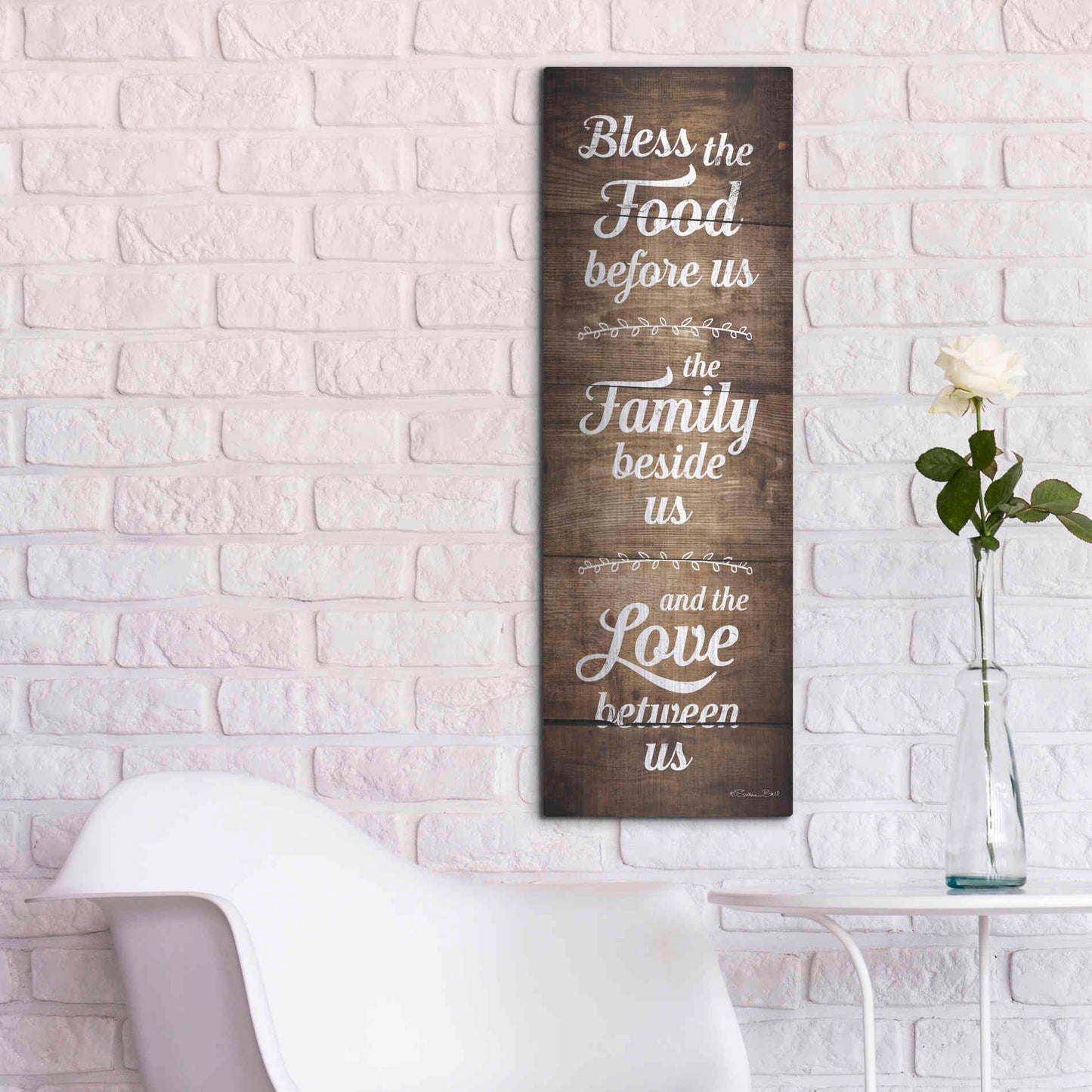 Luxe Metal Art 'Bless the Food Before Us' by Susan Ball, Metal Wall Art,12x36