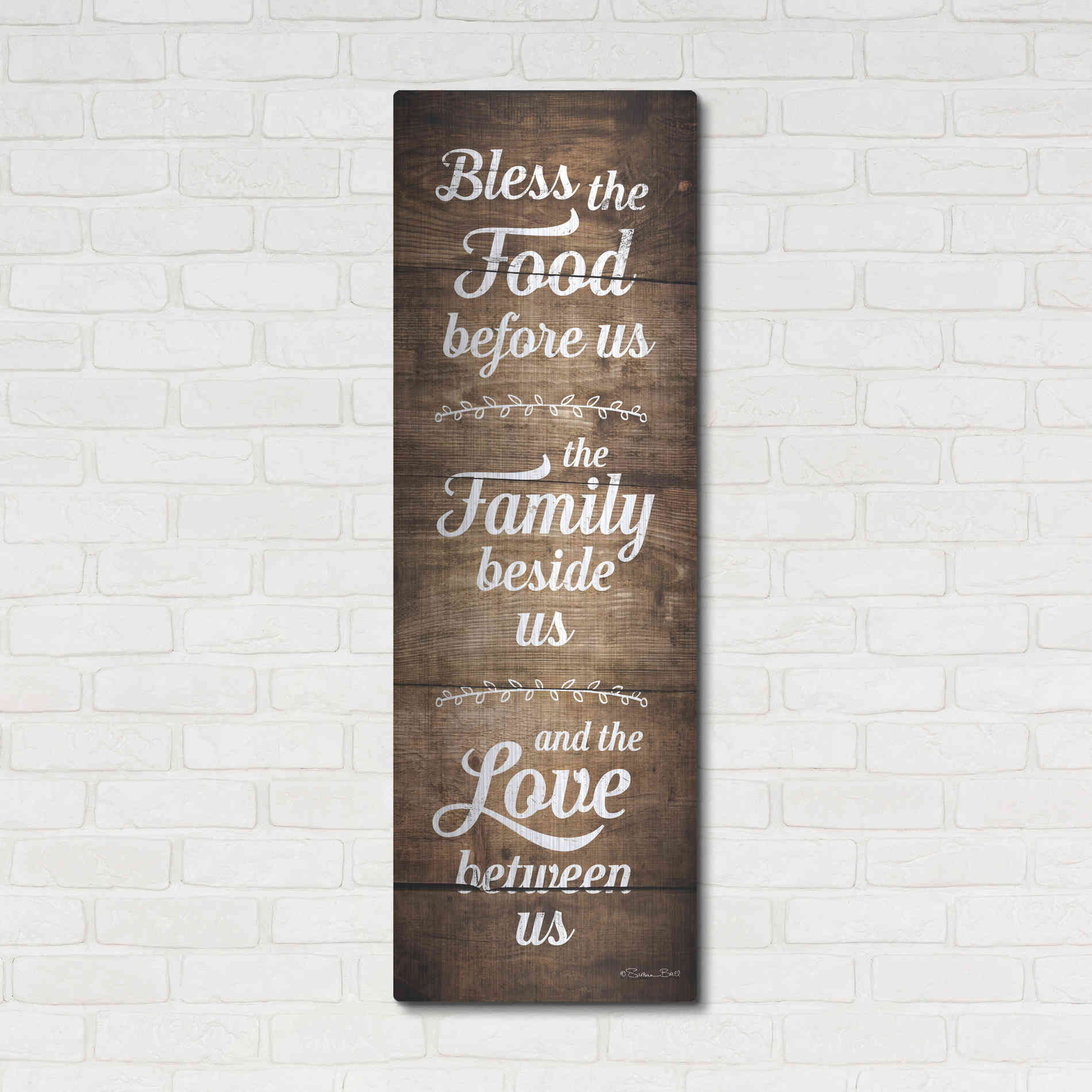 Luxe Metal Art 'Bless the Food Before Us' by Susan Ball, Metal Wall Art,16x48