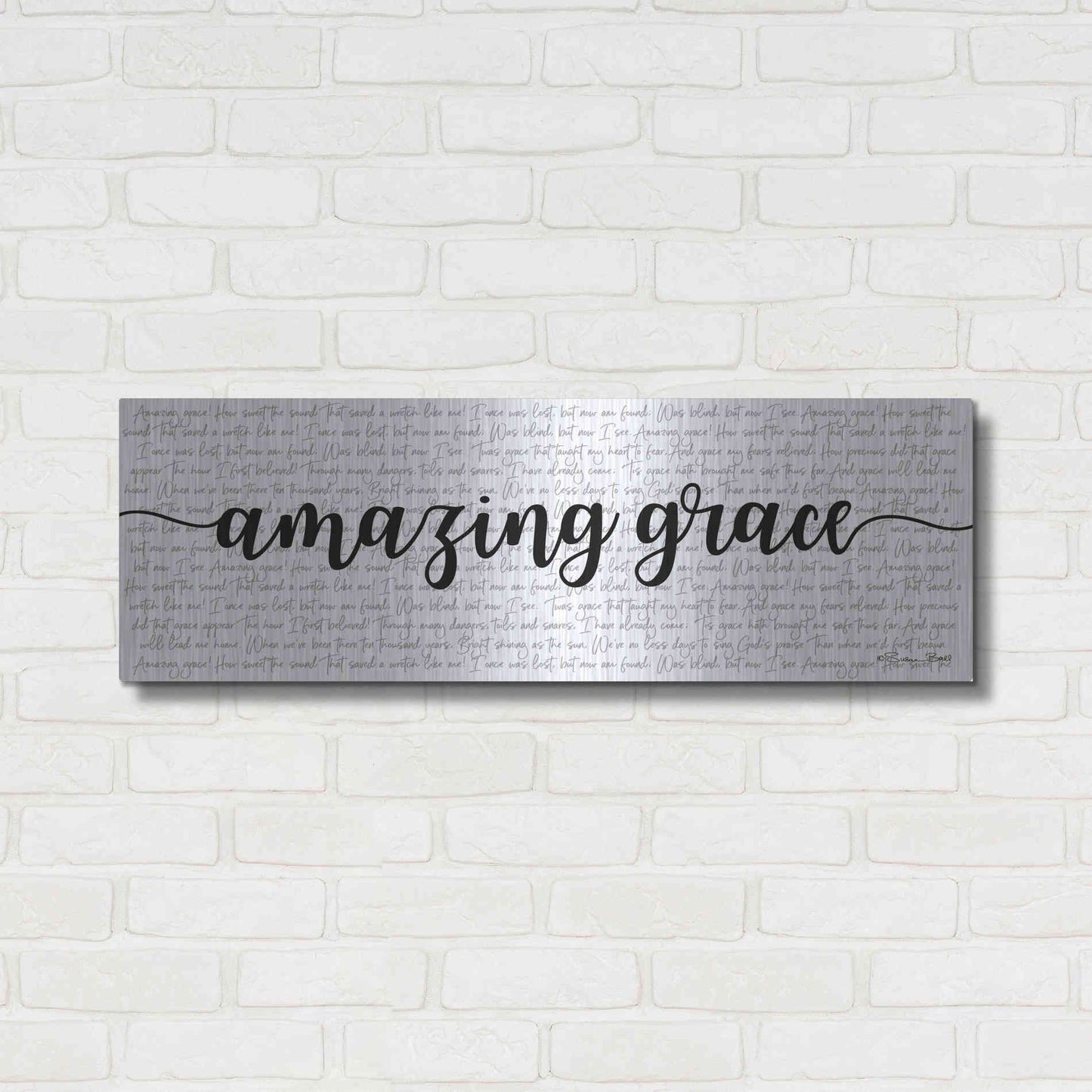 Luxe Metal Art 'Amazing Grace' by Susan Ball, Metal Wall Art,36x12