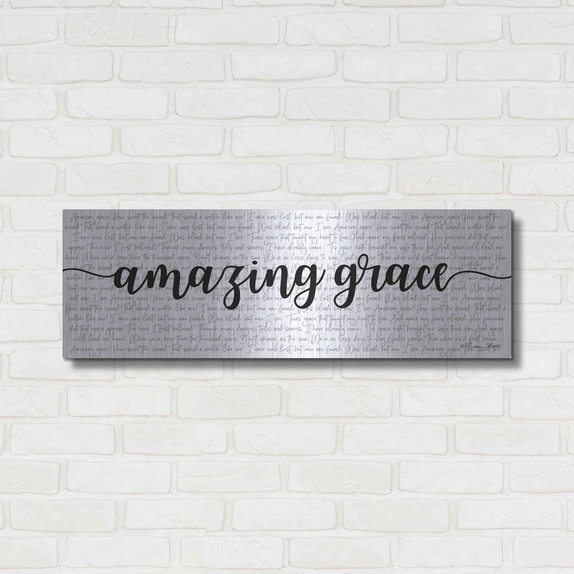 Luxe Metal Art 'Amazing Grace' by Susan Ball, Metal Wall Art,36x12