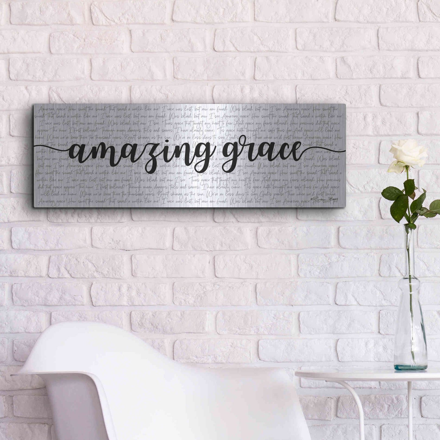 Luxe Metal Art 'Amazing Grace' by Susan Ball, Metal Wall Art,36x12