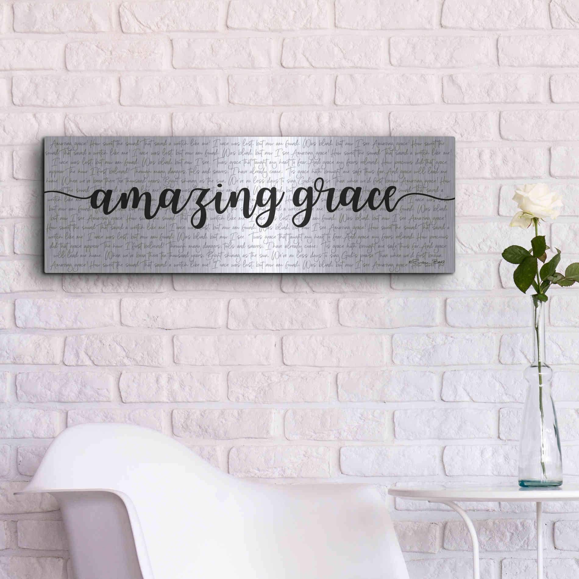 Luxe Metal Art 'Amazing Grace' by Susan Ball, Metal Wall Art,36x12