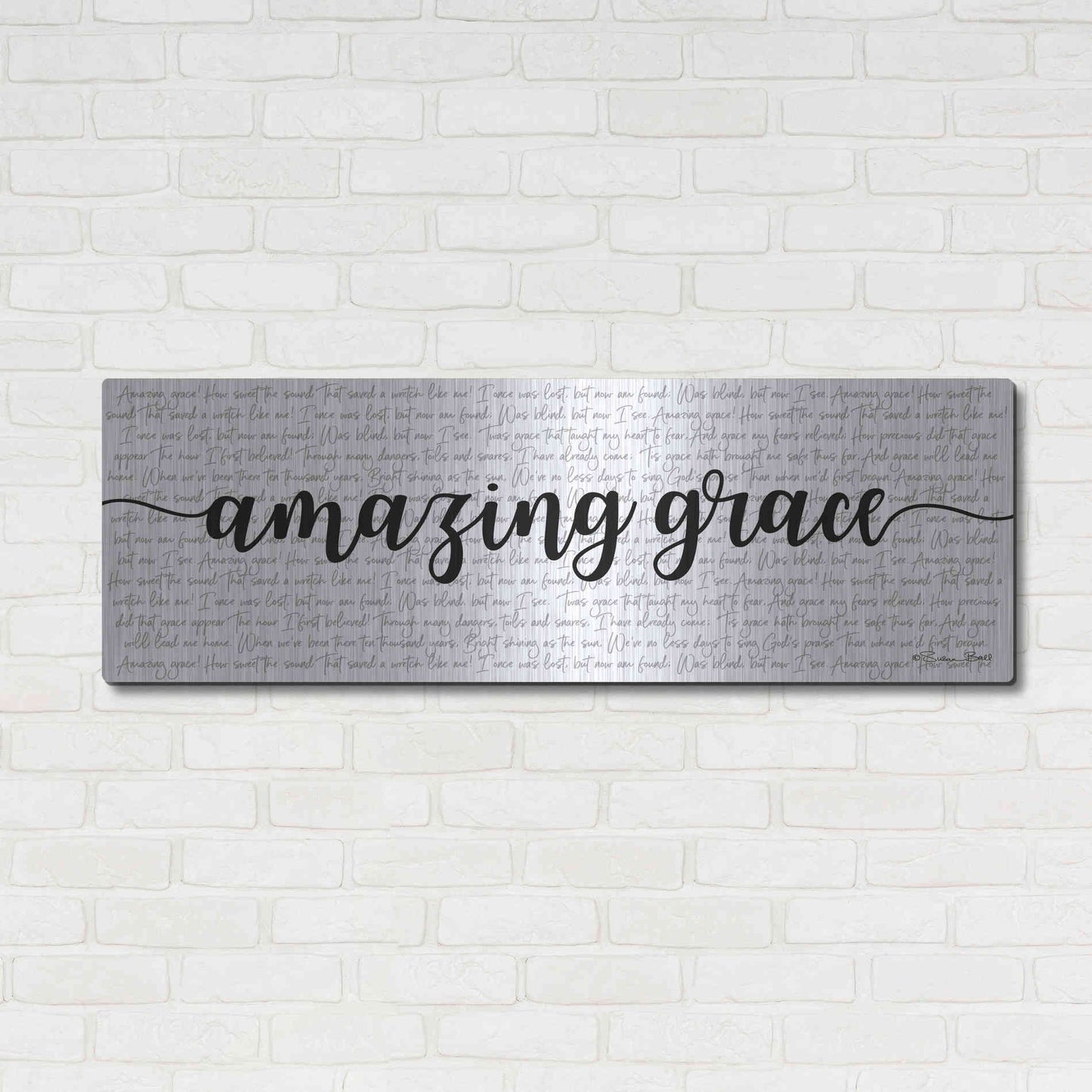 Luxe Metal Art 'Amazing Grace' by Susan Ball, Metal Wall Art,48x16