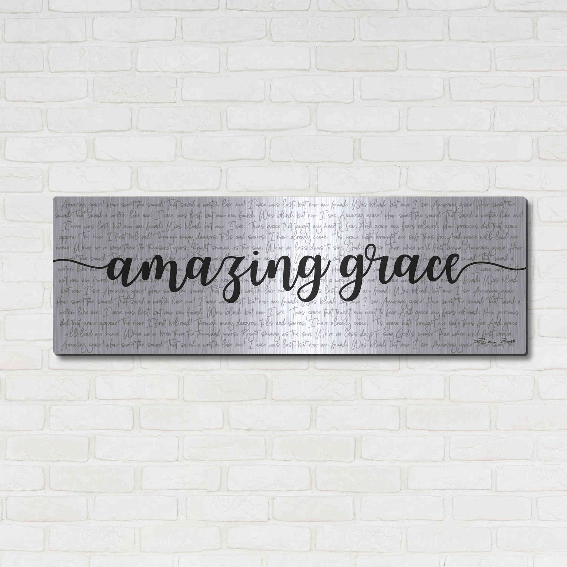 Luxe Metal Art 'Amazing Grace' by Susan Ball, Metal Wall Art,48x16