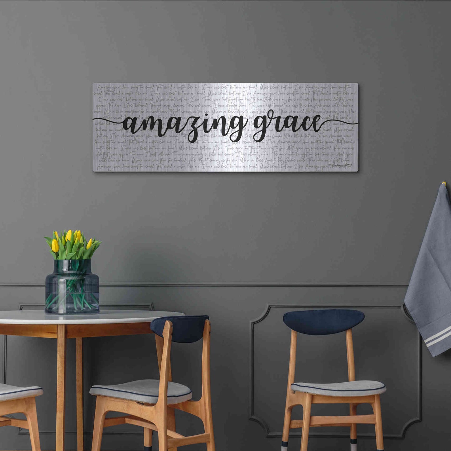 Luxe Metal Art 'Amazing Grace' by Susan Ball, Metal Wall Art,48x16