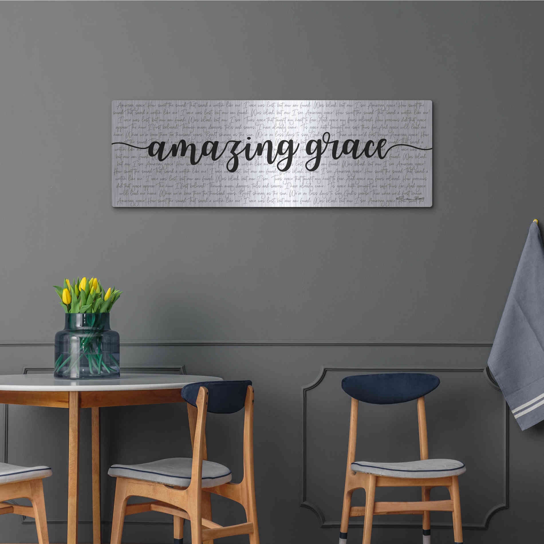 Luxe Metal Art 'Amazing Grace' by Susan Ball, Metal Wall Art,48x16