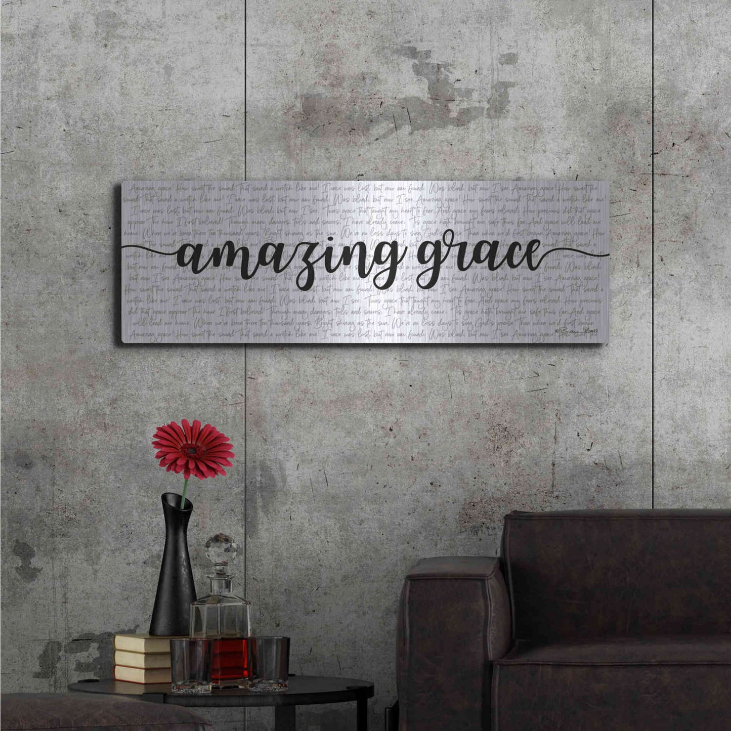 Luxe Metal Art 'Amazing Grace' by Susan Ball, Metal Wall Art,48x16
