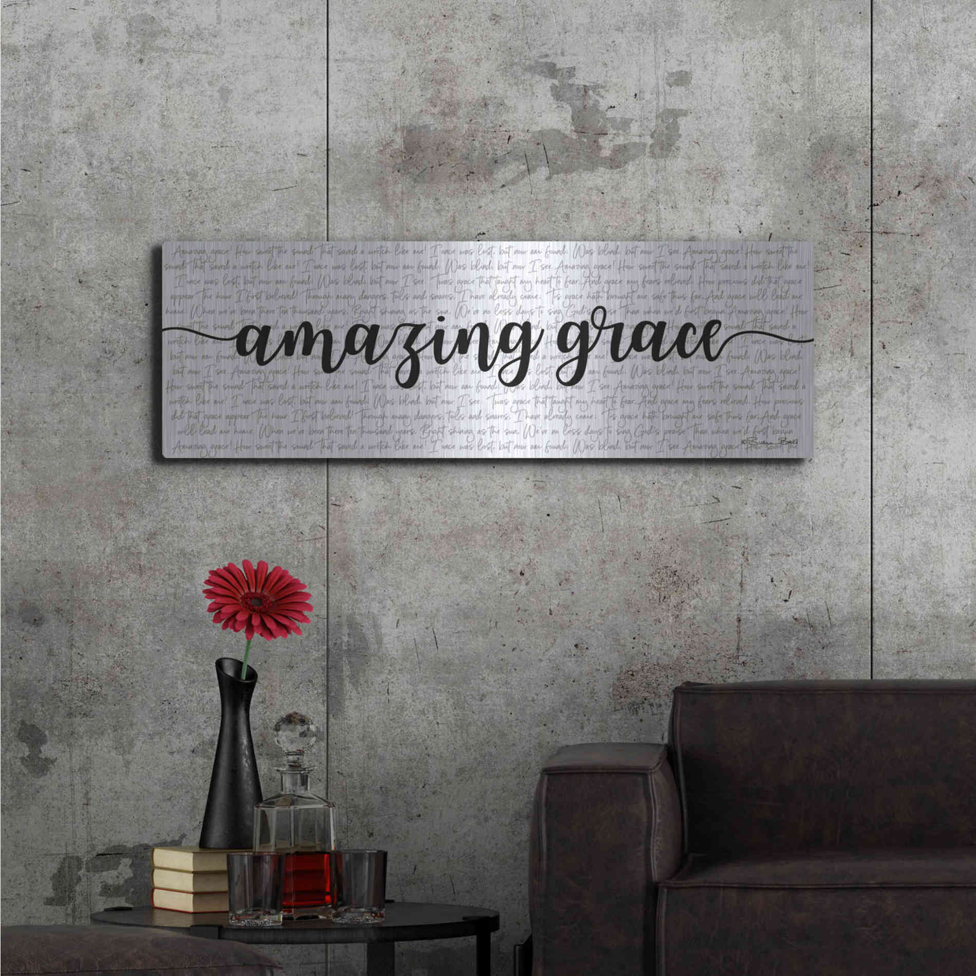 Luxe Metal Art 'Amazing Grace' by Susan Ball, Metal Wall Art,48x16