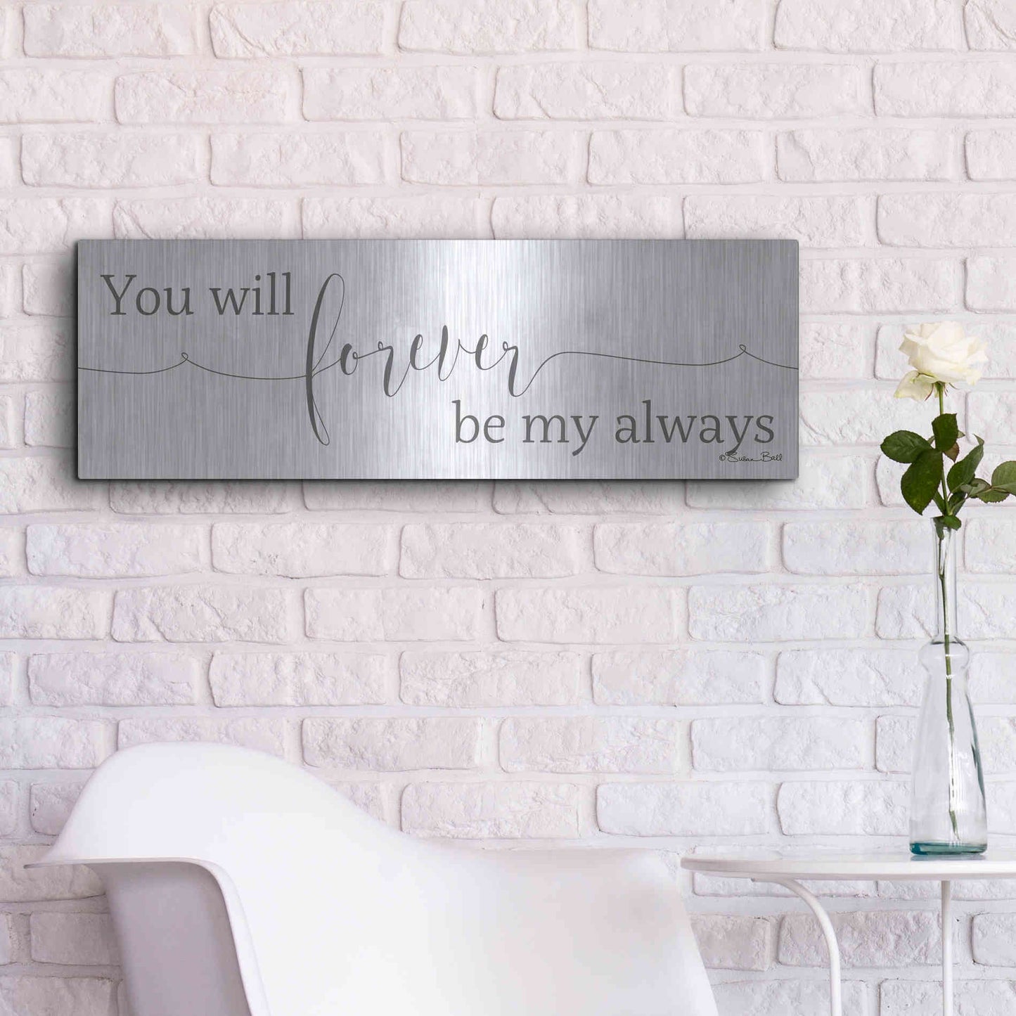Luxe Metal Art 'Forever be My Always' by Susan Ball, Metal Wall Art,36x12