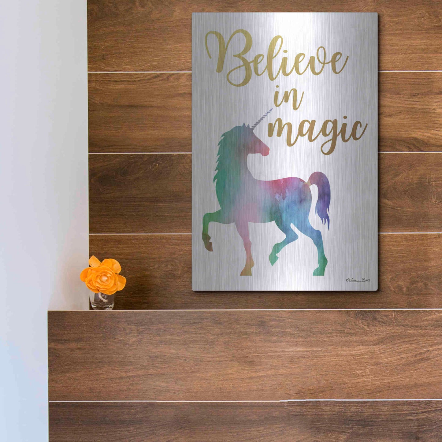 Luxe Metal Art 'Believe in Magic' by Susan Ball, Metal Wall Art,12x16