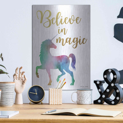 Luxe Metal Art 'Believe in Magic' by Susan Ball, Metal Wall Art,12x16