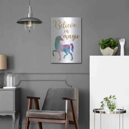 Luxe Metal Art 'Believe in Magic' by Susan Ball, Metal Wall Art,16x24