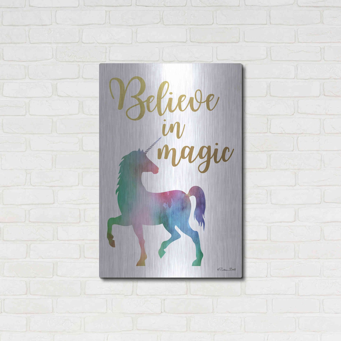 Luxe Metal Art 'Believe in Magic' by Susan Ball, Metal Wall Art,24x36