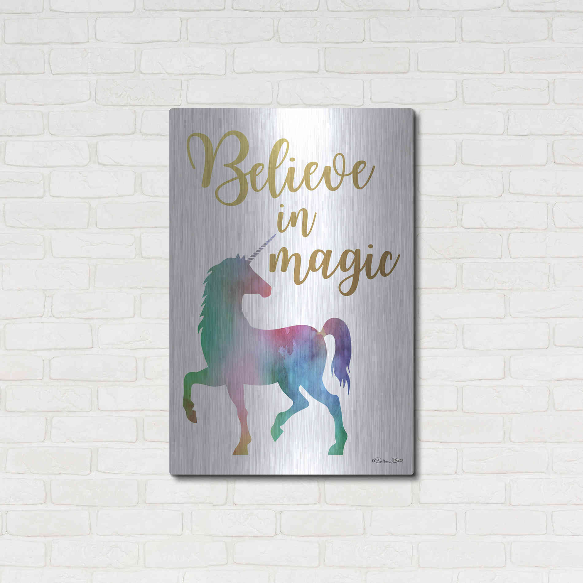 Luxe Metal Art 'Believe in Magic' by Susan Ball, Metal Wall Art,24x36