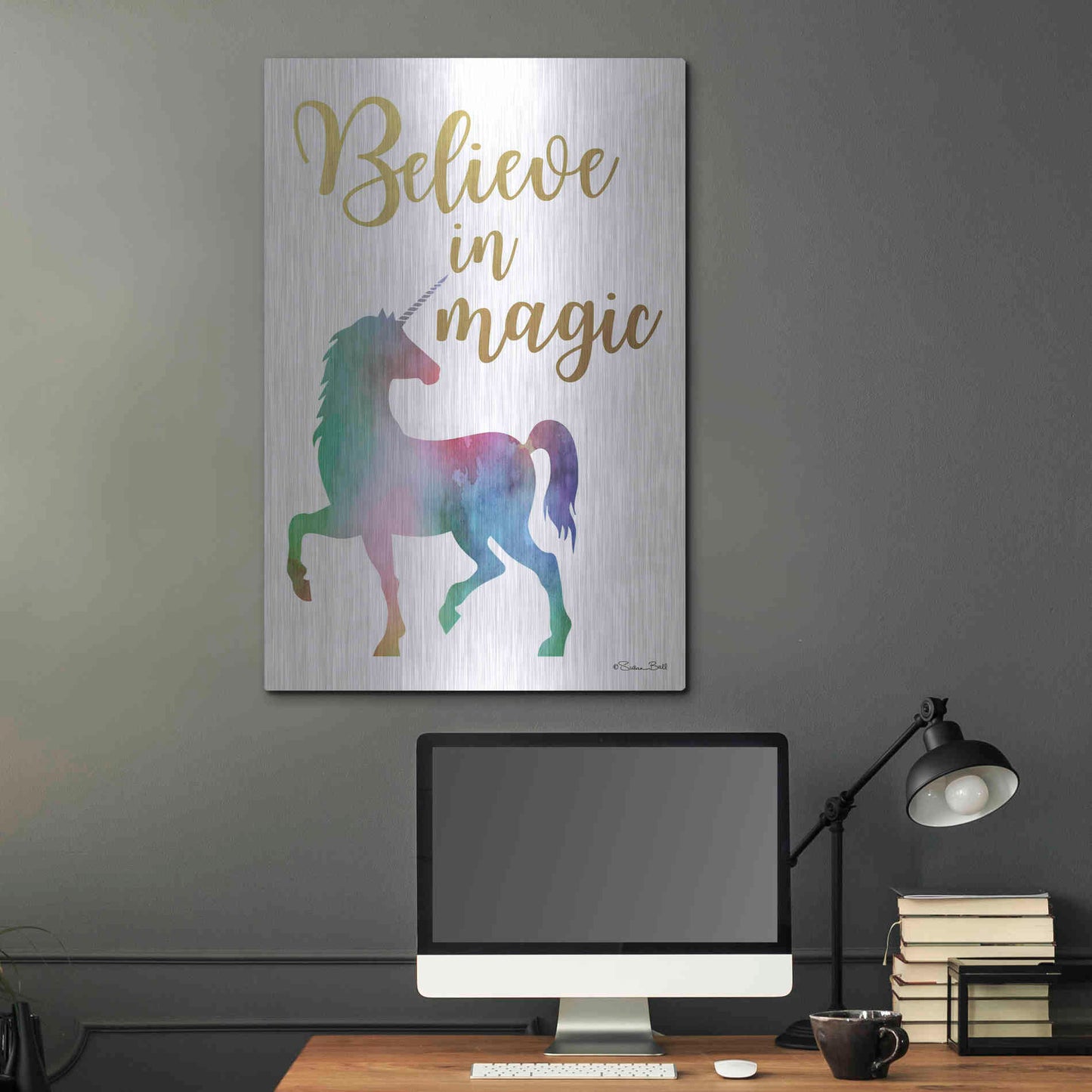 Luxe Metal Art 'Believe in Magic' by Susan Ball, Metal Wall Art,24x36