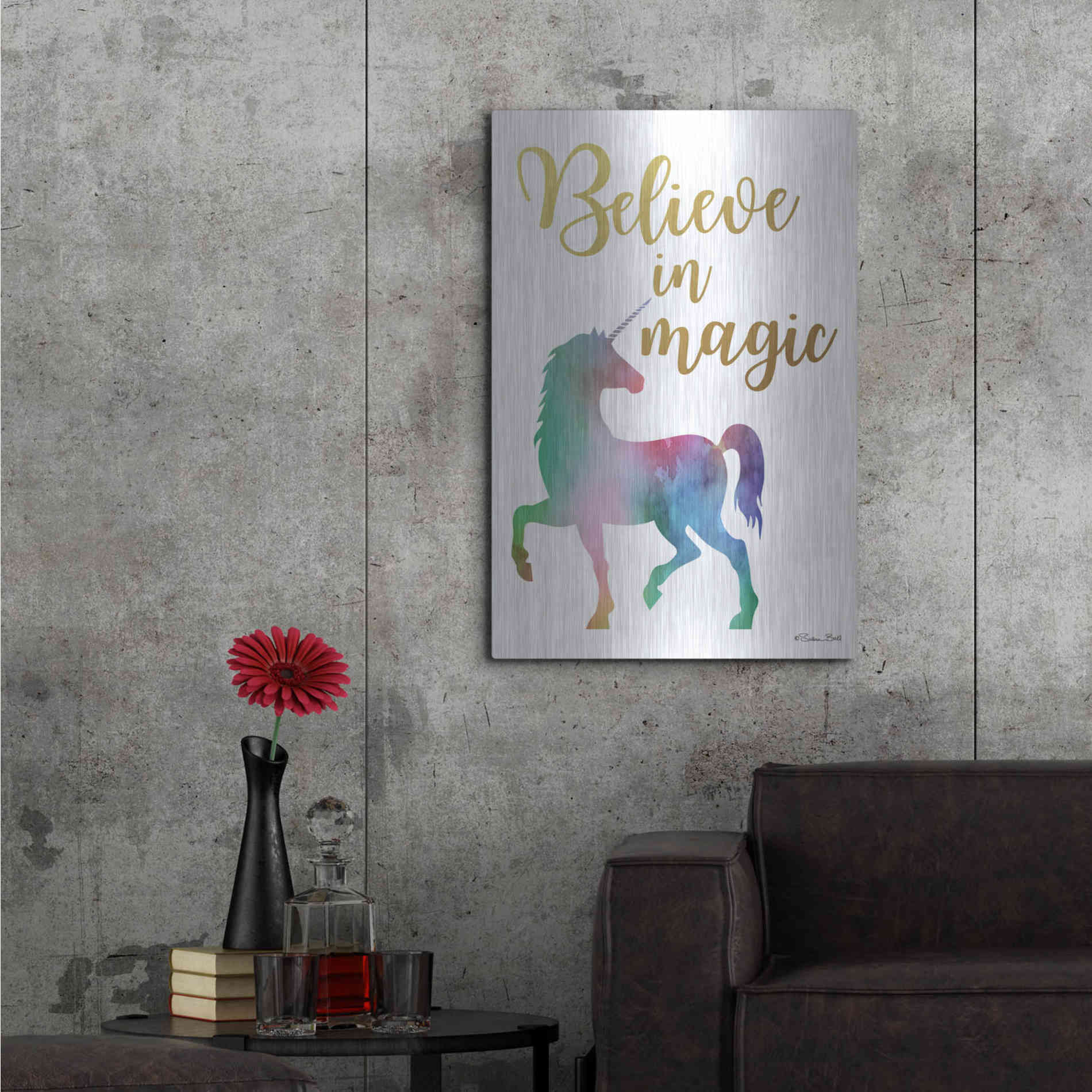 Luxe Metal Art 'Believe in Magic' by Susan Ball, Metal Wall Art,24x36