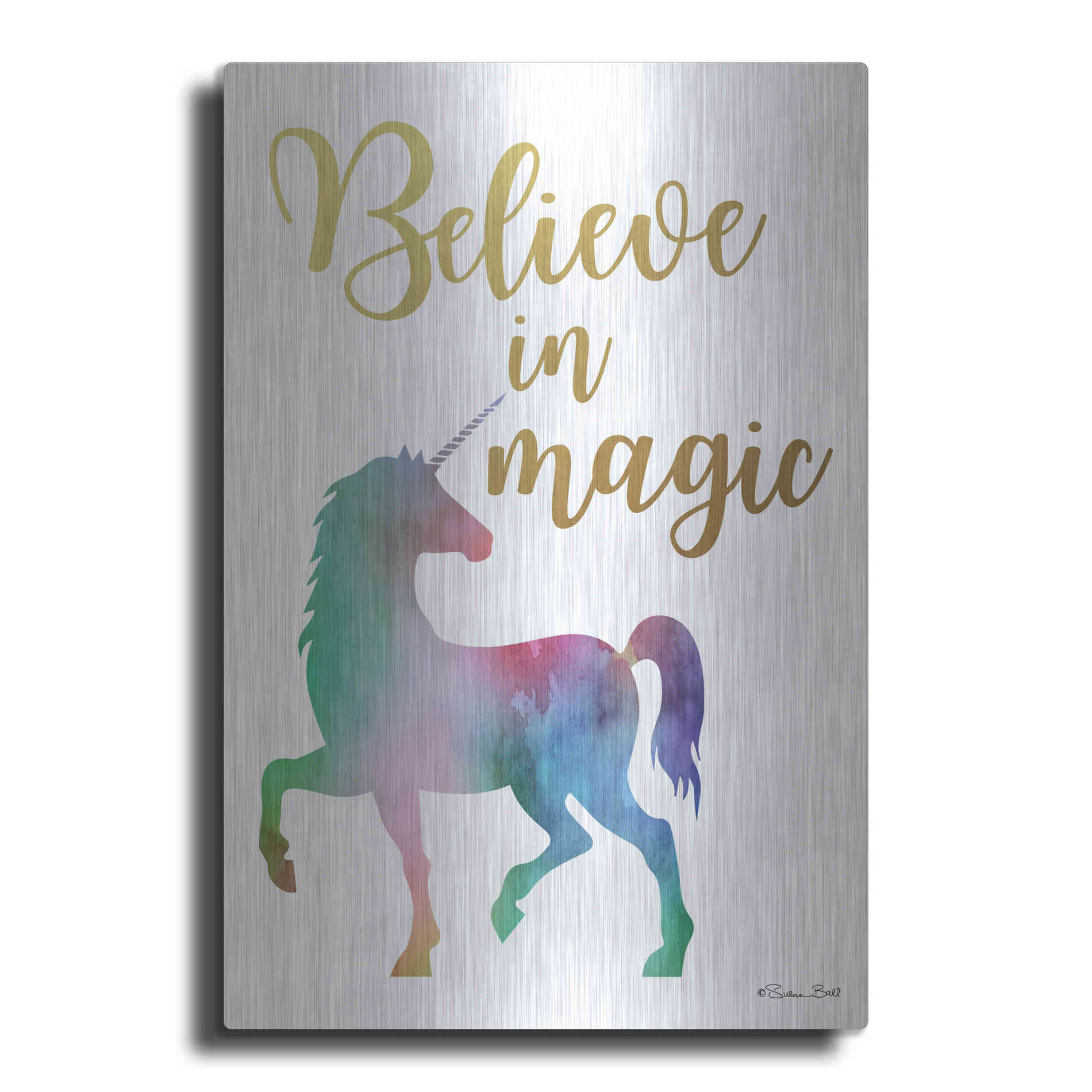 Luxe Metal Art 'Believe in Magic' by Susan Ball, Metal Wall Art