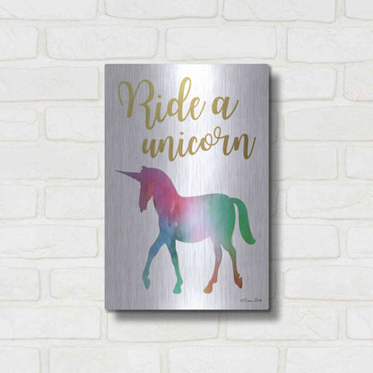 Luxe Metal Art 'Ride a Unicorn' by Susan Ball, Metal Wall Art,12x16