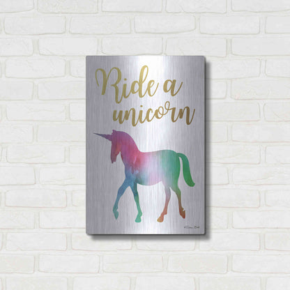 Luxe Metal Art 'Ride a Unicorn' by Susan Ball, Metal Wall Art,16x24