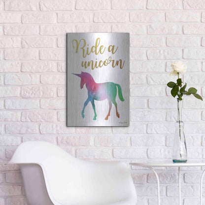 Luxe Metal Art 'Ride a Unicorn' by Susan Ball, Metal Wall Art,16x24