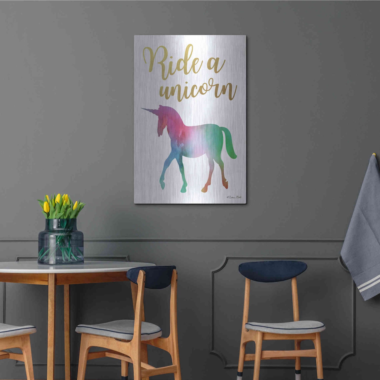 Luxe Metal Art 'Ride a Unicorn' by Susan Ball, Metal Wall Art,24x36