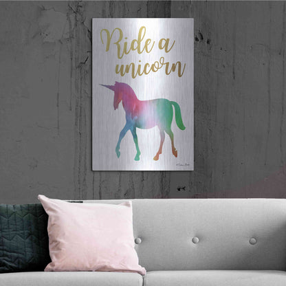 Luxe Metal Art 'Ride a Unicorn' by Susan Ball, Metal Wall Art,24x36