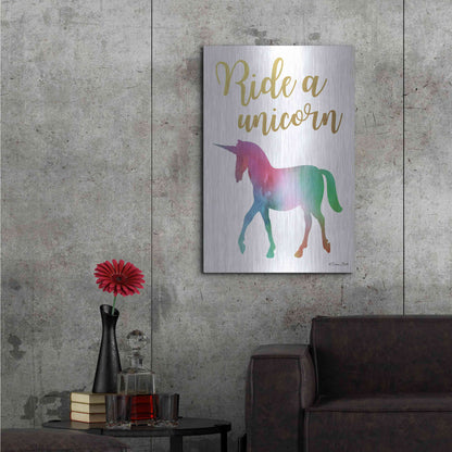 Luxe Metal Art 'Ride a Unicorn' by Susan Ball, Metal Wall Art,24x36