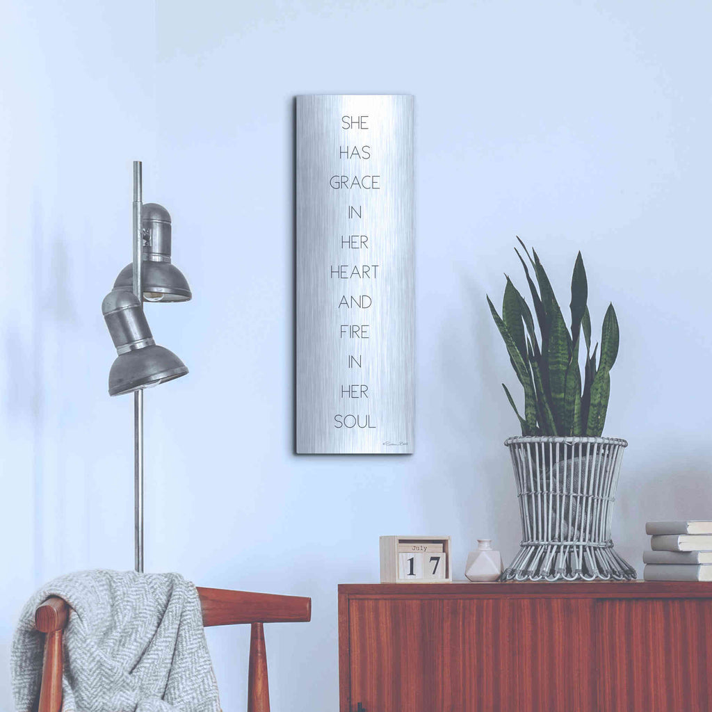 Luxe Metal Art 'Fire in Her Soul' by Susan Ball, Metal Wall Art,12x36