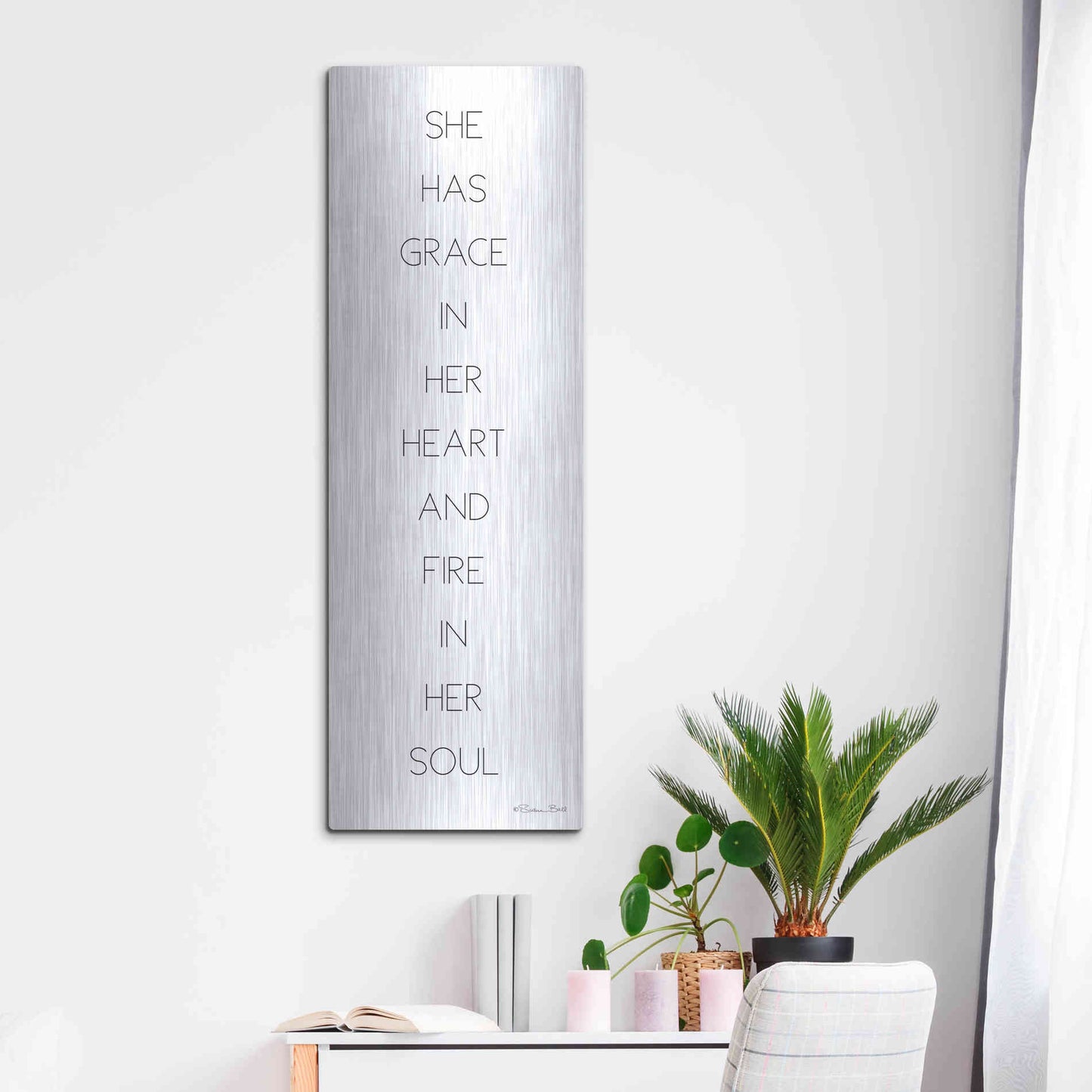 Luxe Metal Art 'Fire in Her Soul' by Susan Ball, Metal Wall Art,16x48