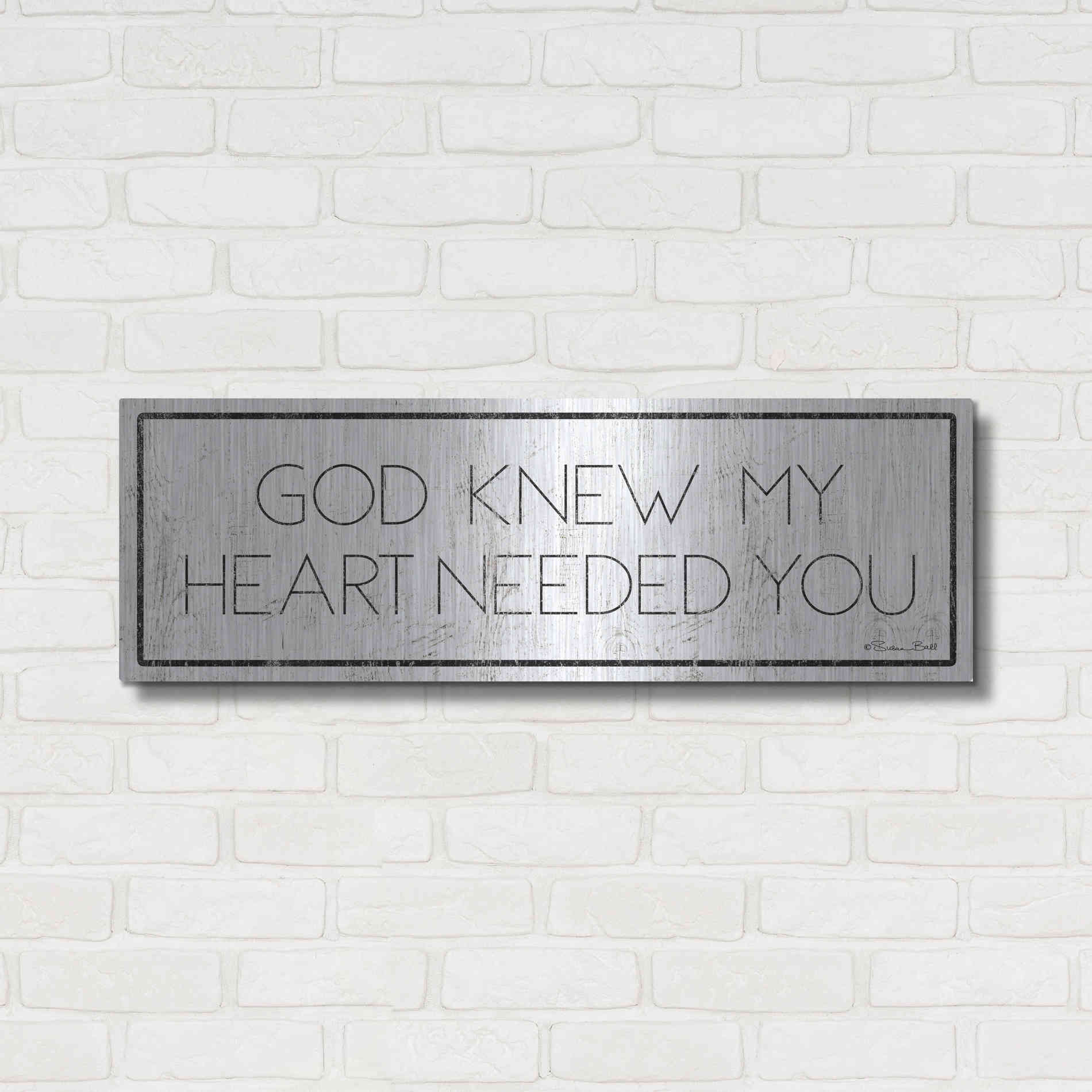 Luxe Metal Art 'God Knew My Heart Needed You' by Susan Ball, Metal Wall Art,36x12