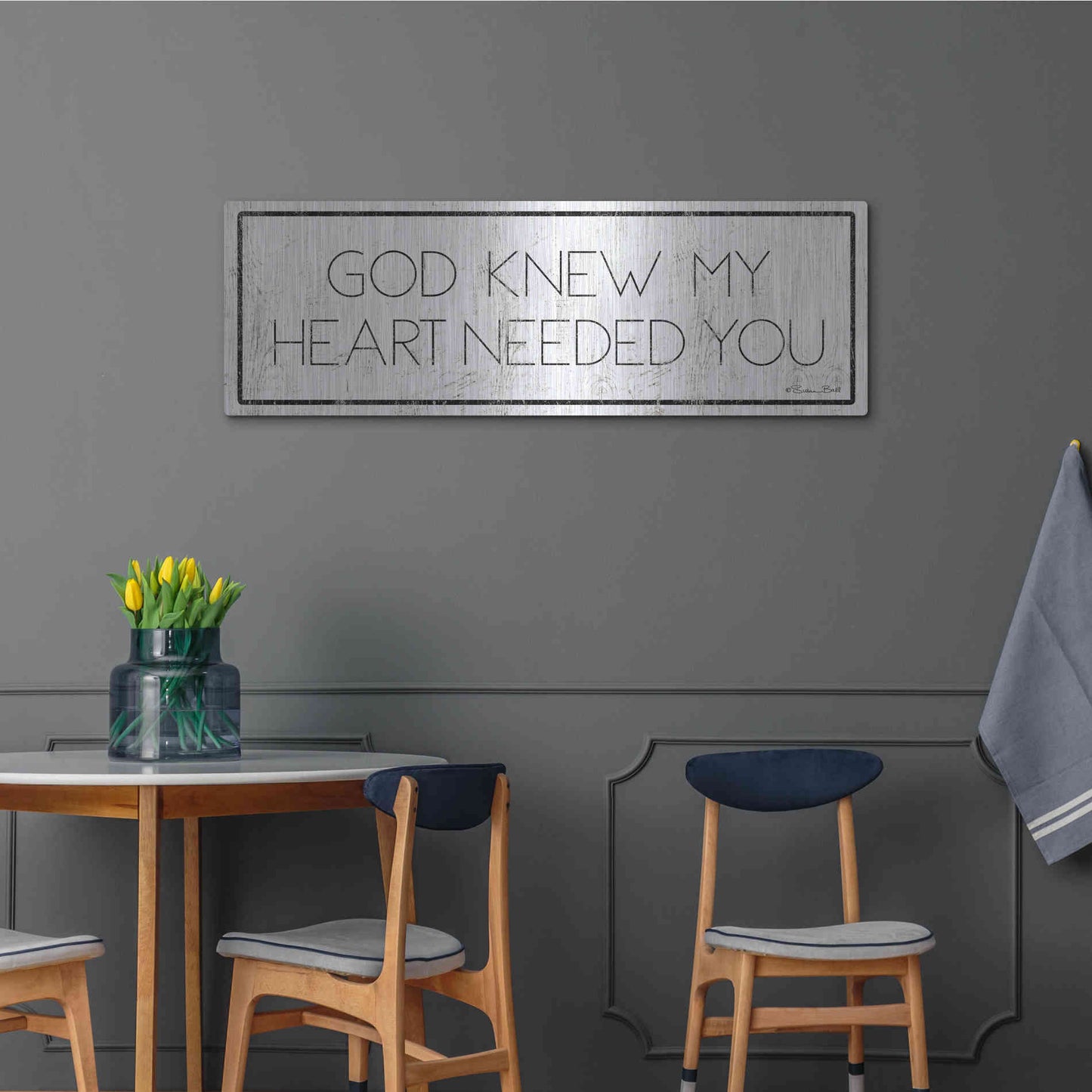 Luxe Metal Art 'God Knew My Heart Needed You' by Susan Ball, Metal Wall Art,48x16